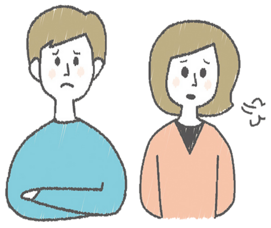 悩んでいる男女